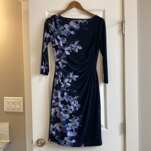 Lauren by Ralph Lauren Blue Floral Pencil Dress